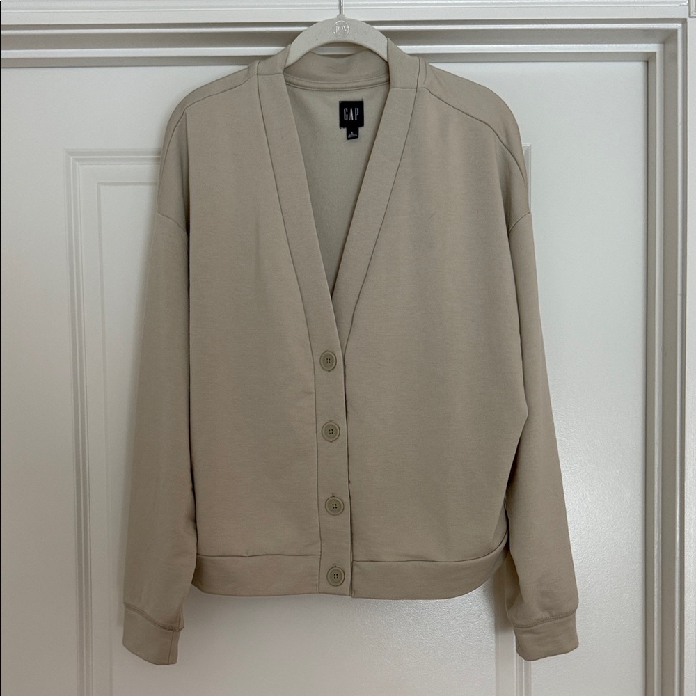 Softest GAP Beige Button-Up V-Neck Cardigan